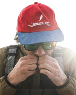 Outlet Simms Fishing Grateful Dead Double Haul Corduroy Cap Lightning Script Red