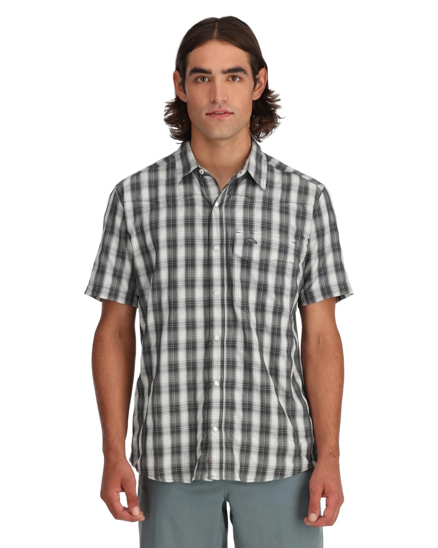 Hot Simms Fishing Men's Big Sky Shirt - Short Sleeve Exuma Plaid