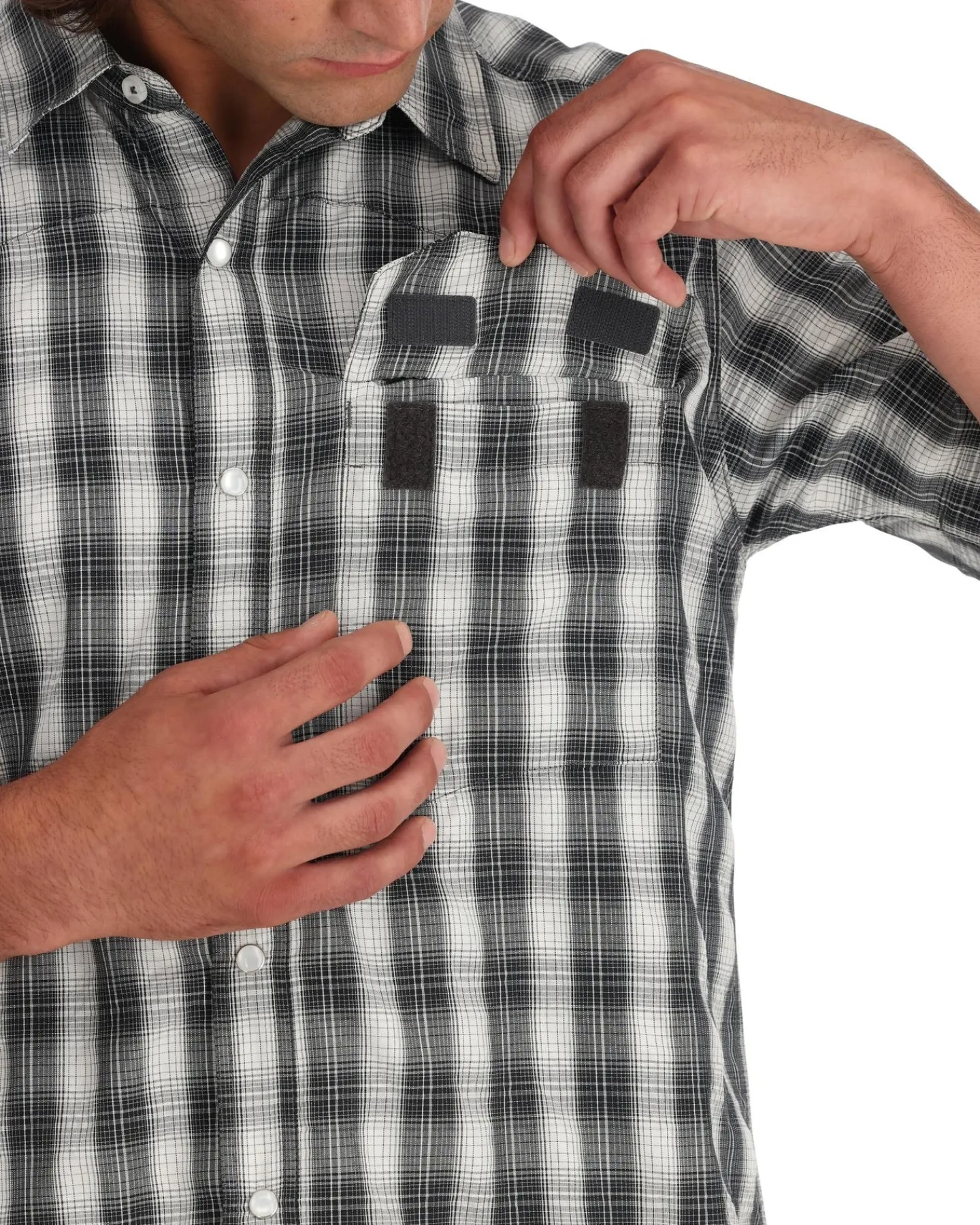Hot Simms Fishing Men's Big Sky Shirt - Short Sleeve Exuma Plaid