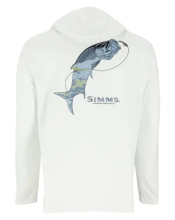 Hot Simms Fishing Men's Tech Hoody - Artist Series 2024 White Tarpon