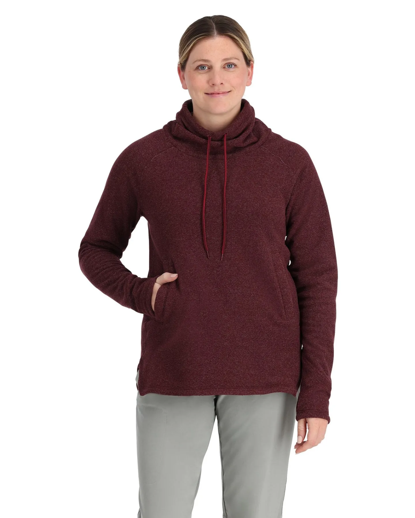 New Simms Fishing Women's Rivershed Sweater Mulberry Heather