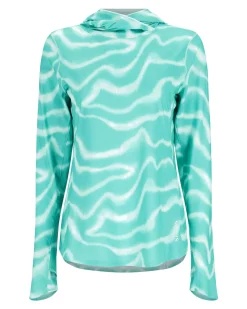 Simms Fishing Women's SolarFlex® Hoody Wave Print Gulf Blue