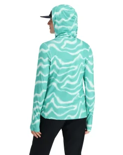 Simms Fishing Women's SolarFlex® Hoody Wave Print Gulf Blue